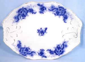 Johnson Brothers Mentone Platter Flow Blue 12in Semi Porcelain Dinnerware Antiqu - Picture 1 of 7