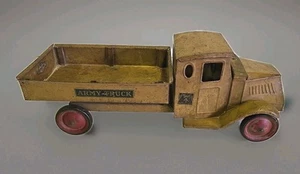 Antique Original 1920's Steelcraft Pressed Steel Mack Jr. Closed Cab Army Truck - Picture 1 of 24