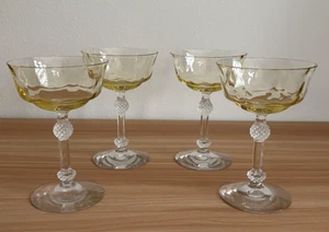 Fostoria Gelbtopas Schloss Sektgläser groß Sherbet klarer Stiel 4er Set - Bild 1 von 11