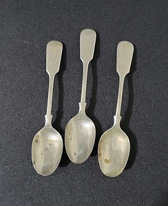 Antico set di 3 cucchiaini da tè placcati argento Don L. S. BP - Foto 1 di 23