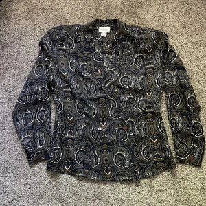 Nordstrom Point Of View Woman’s 100% Silk Blue Green Blouse Jacket Size 16 - Picture 1 of 7