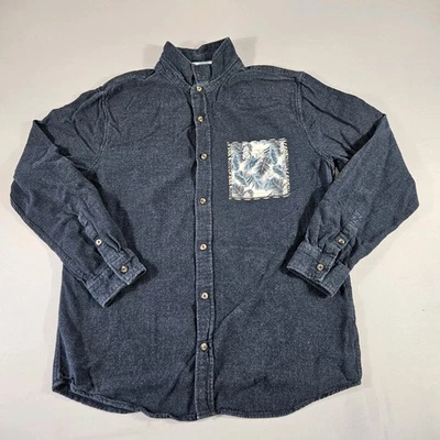 Camisa masculina On The Byas XL azul manga longa bolso com botões leve  - Imagem 1 de 4