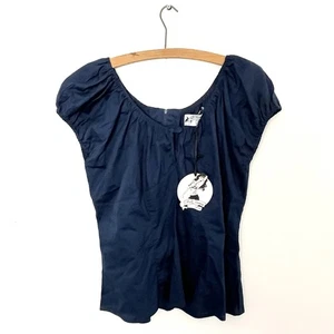 Hell Bunny Vixen 2xl Blue Rockabilly Swing Stretch Fitted Top New With Tag - Picture 1 of 4