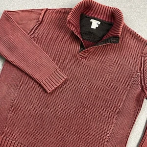 Carbon 2 Cobalt Henley Sweater Mens XL Red Chunky Knit Preppy Fisherman Outdoor - Picture 1 of 13