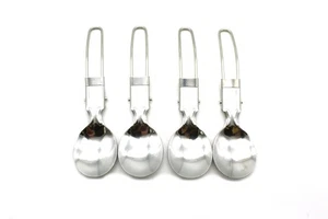 TMAX 4p Stainless Steel Two Folding Camping Spoons Dishwasher Safe 3" Folding L - Picture 1 of 3