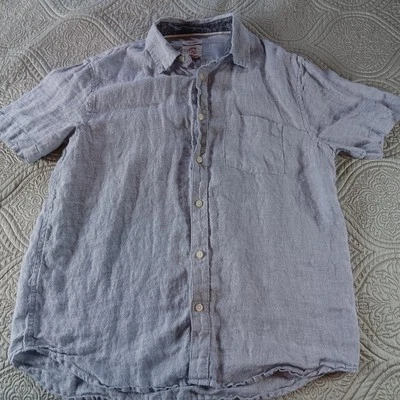 Panama Jack Light Blue Grey Button Up Mens Shirt Size L 100% Linen Summer Casual - Image 1 of 4
