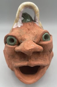 Halloween Jack-O-Lantern Pumpkin Folk Art  Terracotta Clay 5” Signed by artist - Picture 1 of 7