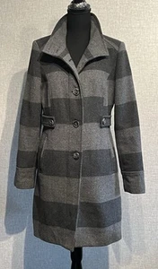Old Navy SZ M Women’s Wool Blend Gray Striped Coat  - Picture 1 of 10