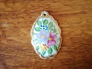 Johann Seltmann Vohenstrauss Porzellan Anhänger Kettenanhänger gold Blume 6 cm - Bild 1 von 3