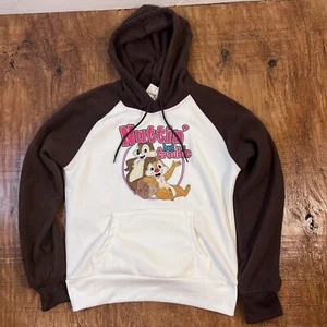 Disney Girl's Youth Chip & Dale Hoodie Sweatshirt Large 11-13 Brown New With Tg - Picture 1 of 6