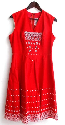 Damen Trachten Kleid ärmellos rot m. Lochstickerei Gr. 40 v. Chiemsee Dirndl - Bild 1 von 2