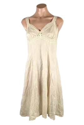 Olga Secret объятия 36 винтажный слоновой кости полный скольжения кружева отделки стиль 976A тканый нейлон США - Изображение 1 из 4