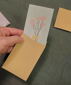 painting print folding greeting post flowers card & envelope - Picture 1 of 45