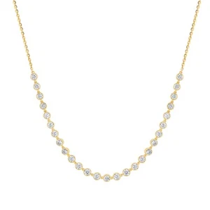 14K Yellow Gold 2.50Ct Certified Lab Grown Diamond Bezel Set Half Necklace 14"In - Picture 1 of 7