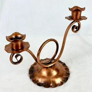 Vintage Gregorian Copper Spiral Double Candle Holder Made In USA Excellent - Picture 1 of 12