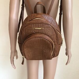 Steve Madden Brown/ Cognac Baria Backpack Purse Handbag Monogram Logo Adjustable