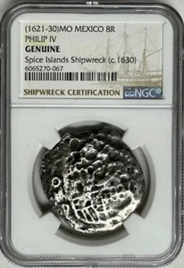 MEXICO Philip IV - 8 Reales 1621-30 Mo. - Spice Islands Shipwreck NGC Certified! - Picture 1 of 2