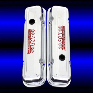 Cubiertas de válvulas altura de fábrica para motores Pontiac 400 cromadas con emblema 400 rojo - Imagen 1 de 1