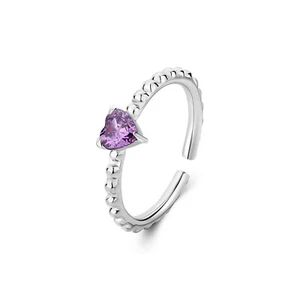 ANELLO DONNA MISURA REGOLABILE IN ACCIAIO E CUORE VIOLA SAGAPO SDZ125 S'AGAPO - Foto 1 di 5