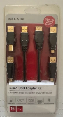 NEW Belkin 5-in-1 USB Adapter Kit, 16 Feet - F3U160-16-TG FREE SHIPPING! - Image 1 of 2