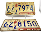 2 (1976) Bicentennial LICENSE PLATES INDIANA Heritage State MINUTEMAN Pre-Owned