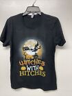 T-shirt noir graphique pour femmes The Boyfriend « Witches with Hitches » taille XL