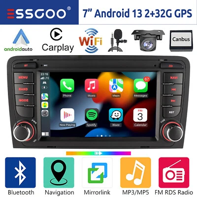 Für Audi A3 S3 RS3 8PA 8P Carplay Autoradio 32G Android 13 GPS Navi RDS WIFI KAM - Bild 1 von 4