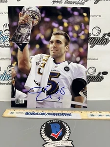JOE FLACCO SB RAVENS SIGNED AUTOGRAPHED 8x10 FOOTBALL PHOTOGRAPH BECKETT BAS COA - Picture 1 of 4