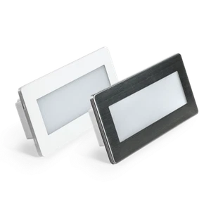 SEGNAPASSO LED 5W IP65 X SCATOLA 506 C/CORNICE BIANCA INOX 230V TRICOLOR LAMPO - Foto 1 di 2