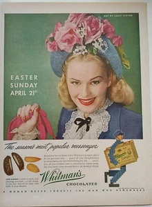 Anuncio impreso Whitman's Chocolates 1946 vintage. Domingo de Pascua. Posguerra Mundial. - Imagen 1 de 1