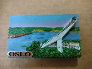 Olson Norway Holmenkollen Ski Jump Souvenir Fridge Refrigerator Magnet Resin - Picture 1 of 3