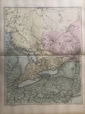1894 Large Map of Ontario Canada by Edward Stanford 75 cm x 56 cm - Image 1 of 4