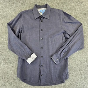 Egara Dress Shirt Blue Tweed Men's XLT Button Down Flip Cuff Non Iron L. Sleeve - Picture 1 of 8