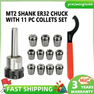 11PC Collets Set MT2 Shank ER32 Chuck ER32 Spannerr Draw Bar Threads 3/8 x 16 - Picture 1 of 8
