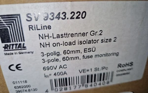 RITTAL SV 9343.220 NH-Lasttrenner GR.2 SV9343.220 400A 60mm 500V New - Bild 1 von 7