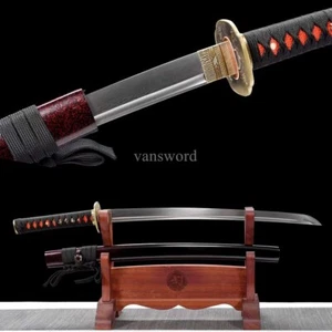 Handmade Japanese Wakizashi Samurai Damascus Folded Steel Brass Tsuba Full Tang. - Picture 1 of 12