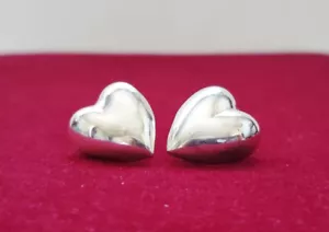 925 Sterling Silber Schmuck massive Ohrstecker in Herzform - Bild 1 von 8