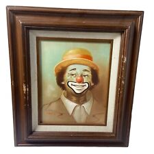 Vintage Hoppin Circus Clown Oil Painting - Yellow-Orange Hat