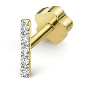 PENDIENTE DE CARTÍLAGO DE DIAMANTE DE ORO AMARILLO ÚNICO DE 9 QUILATES CON SELLO DISTINTIVO 4MM G/H SI - Imagen 1 de 5