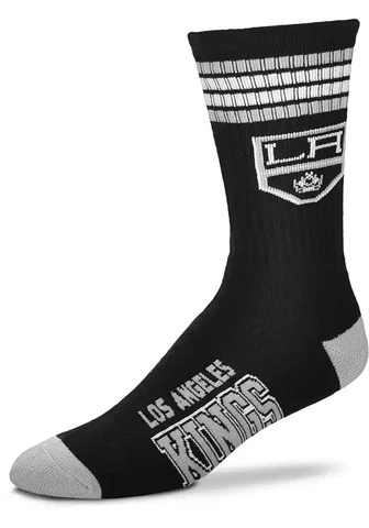 New! Los Angeles Kings 4 Stripe Deuce Crew Socks NHL Hockey Gift Mens Large Cover
