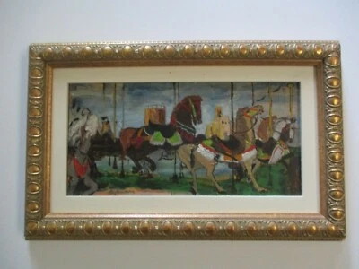 PINTURA AL ÓLEO DE COLECCIÓN por Paula Algminowicz CARRUSEL DE CABALLOS FERIA CIRCO MEDIADOS DE SIGLO Foto 1 de 4