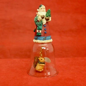 Folk Art Vintage Santa Bell Glass Resin Dangle Squirrel 4 1/4” NIB - Picture 1 of 5