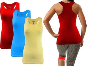 SUMONA Women 3 Pack Ribbed Sleeveless Racerback Tank Tops - Picture 1 of 5