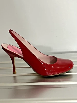 Delman Red Patent Leather Sling back Pumps 9 NIB Italy "Shoe Candy!" - Image 1 of 4