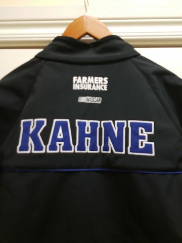 Kasey Kahne Number 5 Large Men's Coat Black With Blue Stripe NASCAR FARMERS INS Cover