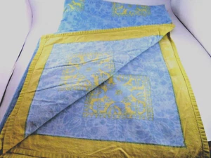 Tovaglia VINTAGE WILLIAMS SONOMA blu verde lime bordo toppa cotone 70X109 - Foto 1 di 5