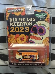 GREENLIGHT 2023 HOBBY EXCLUSIVE VOLKSWAGEN TYPE 2 PANEL VAN DIA DE LOS MUERTOS! - Picture 1 of 3