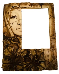 “Artistic Decorative Picture Frame Face Floral Design Rustic Boho Decor 4x6” - Picture 1 of 3