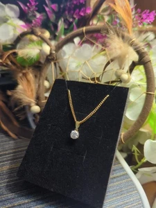 Sterling 925 -1ct CZ Anhänger 1/20 14kt Vintage Gold Halskette - Bild 1 von 5