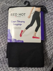 Red Hot SPANX Capri Shaping Leggings XL Black New Waist 36-39 Hip 43.5-45.6 in - Picture 1 of 5